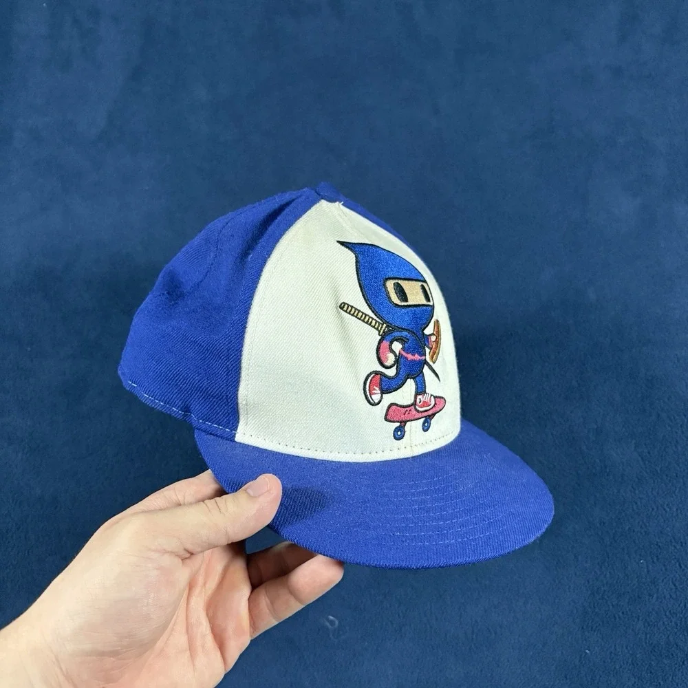 Tokidoki New Era 59FIFTY Fitted Hat 7 1/2 Blue Ninja Skateboard Hot Dog Cap 2010